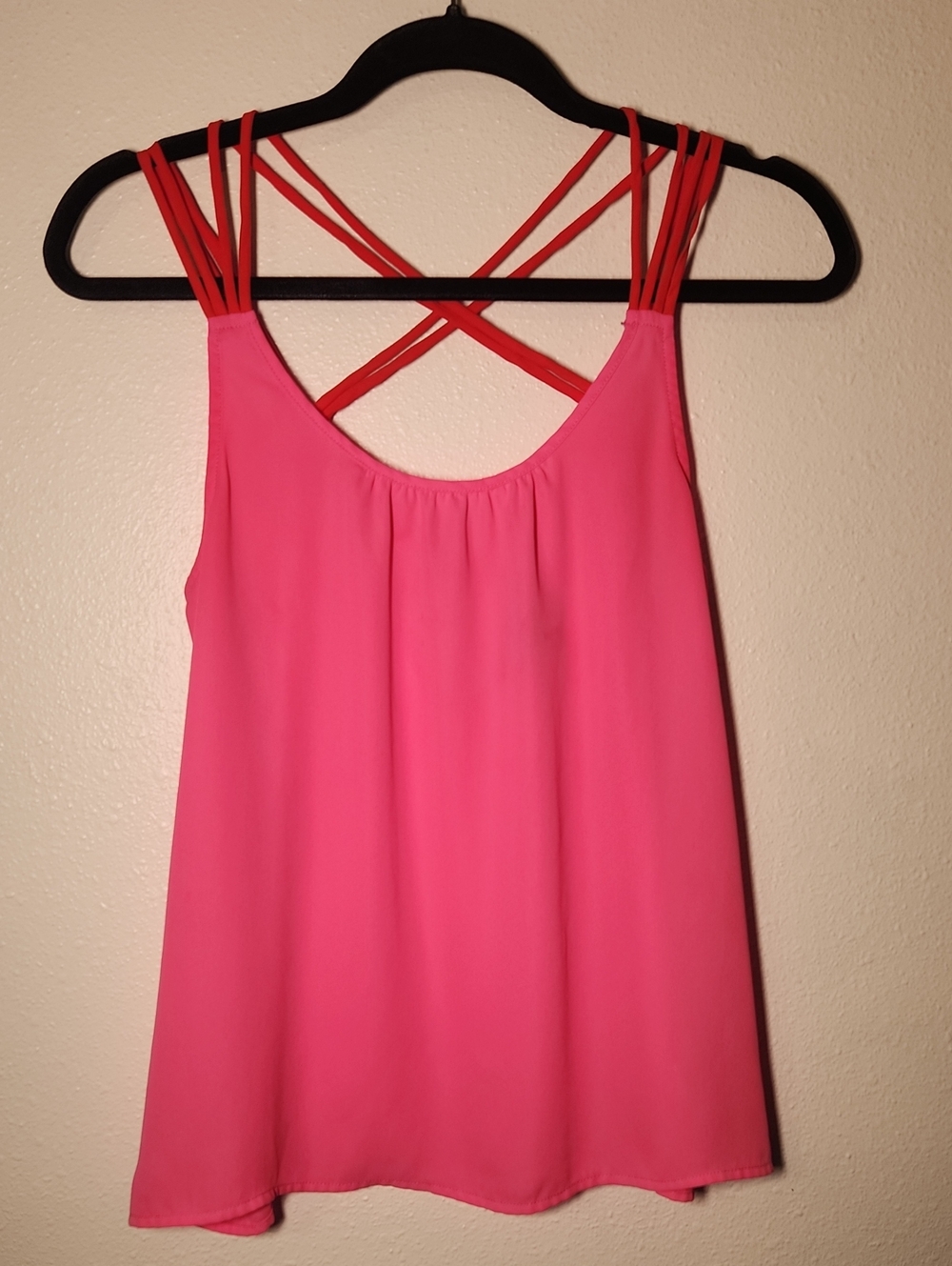 Express Double-Strap Pink Camisole with Crisscross Back